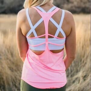 KIAVA Grapefruit Suspension Strappy‎ Racerback Active Workout Tank Top Sz Medium